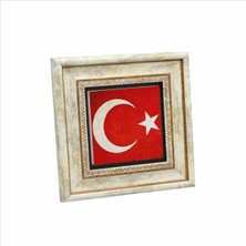 Türkiye Bayrağı Baskılı Doğaltaş Tablo 20CMX20CM KRT-098