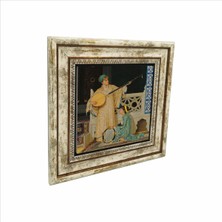 Iki Müzisyen Kız Resim Baskılı Doğaltaş Tablo (25 x 25 KRT-126)