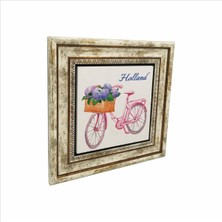 Hollanda Bisklet Görseli Baskılı Doğaltaş Tablo 25CMX25CM KRG-036