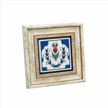 Osmanlı Iznik Çini Deseni Baskılı Doğaltaş Tablo (20 x 20 Kd-36)