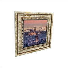Galata Kulesi ve Süleymaniye Camii Baskılı Doğaltaş Tablo (25 x 25 Krt-24)