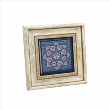 Anadolu Selçuklu Çini Motifi Baskılı Doğaltaş Tablo (20 x 20 Kd-69)