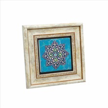 Iran Geometrik Çini Desen Baskılı Doğaltaş Tablo (20 x 20 Kd-51)