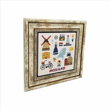 Hollanda Sembolleri Baskılı Doğaltaş Tablo (25 x 25 Krg-23)