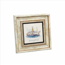 Istanbul Vapur Baskılı Doğaltaş Tablo 20CMX20CM KRT-034