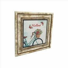 Hollanda Bisklet Görseli Baskılı Doğaltaş Tablo (25 x 25 Krg-31)