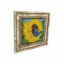 Kelebek Baskılı Doğaltaş Tablo 25X25 KRG-154