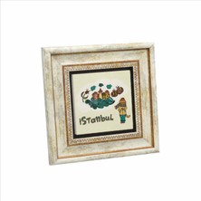 Istanbul Sembolleri Baskılı Doğaltaş Tablo (20 x 20 Krt-62)