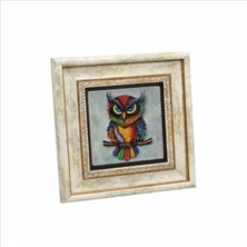 Baykuş Baskılı Doğaltaş Tablo 20CMX20CM KRG-162