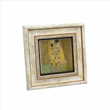 Öpücük (Gustav Klimt, 1907) Baskılı Doğaltaş Tablo (20 x 20 KRG-169)
