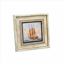 Fransız Gemisi Resmi Baskılı Doğaltaş Tablo (20 x 20 KRG-132)