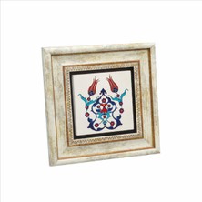 Osmanlı Iznik Çini Deseni Baskılı Doğaltaş Tablo (20 x 20 Kd-40)