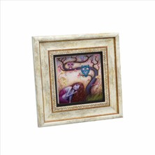 Baykuşlar ve Kız Baskılı Doğaltaş Tablo (20 x 20 KRG-165)