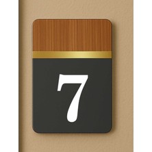 Dikey Ahşap Detaylı Kesim Baskılı Apartman Daire Otel Ofis Kapı Numarası - Kapı No:7 Yedi