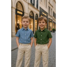 Yeşil Gömlek Pantolon Takım 9-10 Yaş
