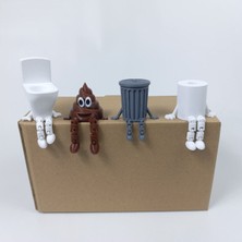 4 Lü Eğlenceli Dekoratif Banyo Seti(Klozet-Çöp Kovası-Tuvalet Kağıdı-Kaka)