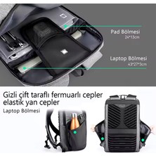 Mark Ryden Travelessentials Su Geçirmez USB Şarj Girişli Hafif Ergonomik ve Günlük Kullanıma Uygun 17.3” Laptop Uyumlu Gri Sırt Çantası