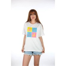 Kuş Desenli Bakılı T-Shirt