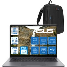 Asus Expertbook P3 P3405CVA Intel Core I5-13420H 24GB Ddr5 1tb SSD Freedos 14" 300NITS Wuxga Intel UHD Taşınabilir Bilgisayar ZP3405CVAF008+ZETTAÇANTA