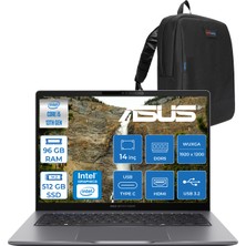 Asus Expertbook P3 P3405CVA Intel Core I5-13420H 96GB Ddr5 512GB SSD Freedos 14" 300NITS Wuxga Intel UHD Taşınabilir Bilgisayar ZP3405CVAF032+ZETTAÇANTA