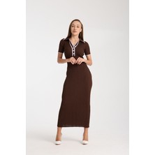 Polo Yaka Fit Kesim Ribana Elbise DNV-000107