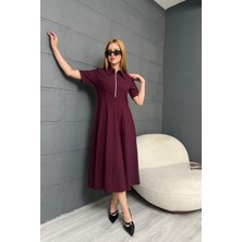 Fermuar Detaylı Fit ve Flare Elbise DNV-000073