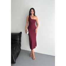 Tek Omuz Yırtmaç Detaylı Elbise DNV-000071