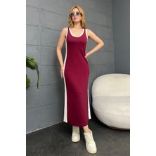 Modal Kumaş Yan Şeritli Yırtmaçlı Basic Elbise DNV-000062