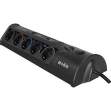 S-link SP10AF 1.8M 1860 Joule 1.5mm 1 Usb 1 TypeC 2.1A/5V 16A 250V 3680W 10'lu Akım Korumalı Priz