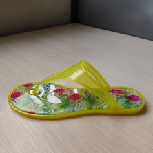J-9003-2 Ananaslı Desenli Limon Sarısı Jelly Parmak Arası Sandalet