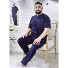Sude Erkek Battal Lacivert Kısa Kol Cepli Penye Pijama Takımı