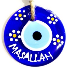 Maşallah Yazılı El Boyaması Papatya Desenli Nazar Boncuklu Duvar Süsü