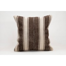 El Yapımı Kilimden Yapılmış Vintage Kırlent Kılıfı, Yün, 50X50 cm