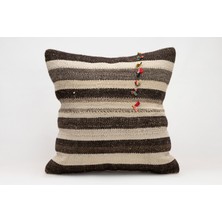 El Yapımı Kilimden Yapılmış Vintage Kırlent Kılıfı, Yün, 50X50 cm