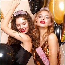 Pembe Taşlı Taç ve “birthday Queen” Yazılı Saten Kuşak Doğum Günü Seti