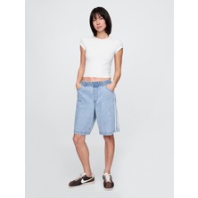 Gap Kadın Denim Mavi 11" Mid Rise Ultrasoft Easy Denim Şort