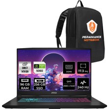 Msı Katana 17 Hx Intel Core I7 14650HX 96GB 256GB SSD RTX5060/8GB 17.3" Qhd 240Hz Freedos Taşınabilir Bilgisayar & Per4 Çanta B14WFK216XTRP336