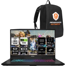 Msı Katana 17 Hx Intel Core I9 14900HX 96GB 256GB SSD RTX5060/8GB 17.3" Qhd 240Hz Fdos Taşınabilir Bilgisayar & Per4 Çanta B14WFK217TRP336