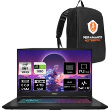 MSI Katana 17 Hx i7 14650HX RTX 5060 8GB 8GB RAM 4TB SSD 17.3" QHD 240Hz FreeDOS B14WFK216XTRP305 Gaming Laptop + Per4 Çanta