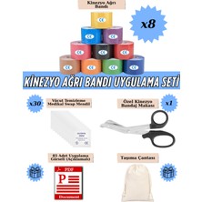 Profesyonel Kinezyo Bant Set Sporcu Bandı Uygulama Seti -Yüz ve Vücut Uygun- 8 Bantlı Set (ÇANTA VE PDF HEDİYE)
