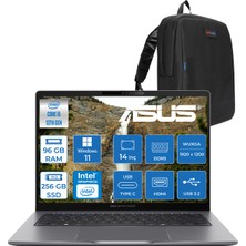 Asus Expertbook P3 P3405CVA Intel Core I5-13420H 96GB Ddr5 256GB SSD Windows 11 Home 14" 300NITS Wuxga Intel UHD Taşınabilir Bilgisayar WP3405CVAH031+ZETTAÇANTA