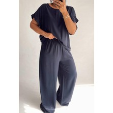 Lacivert Pamuk Pijama Takımı