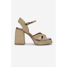 Valmenti Kadın Vegan/tekstil Topuklu Sandalet 1141 HAVANA-002 Bn Sndlt Y25 Gold Rope