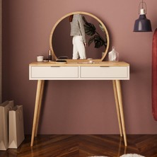 A1060 Lucy Makyaj Masası 90 cm - Sepet-Kumtaşı, Aynalı Makyaj Masası, Yatak Odası Makyaj Masası