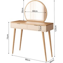 A1060 Lucy Makyaj Masası 90 cm - Sepet-Kumtaşı, Aynalı Makyaj Masası, Yatak Odası Makyaj Masası