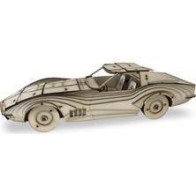 3D Ahşap Corvette Stingray Maketi - 138 Parça Hobi Seti - Retro Stil Ahşap Araba Maketi