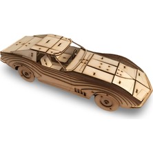 3D Ahşap Corvette Stingray Maketi - 138 Parça Hobi Seti - Retro Stil Ahşap Araba Maketi