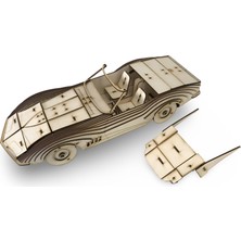 3D Ahşap Corvette Stingray Maketi - 138 Parça Hobi Seti - Retro Stil Ahşap Araba Maketi