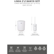 Okyanus Home Linea Beyaz Çizgili Yuvarlak 2'li Wc Kova ve Fırça Seti