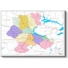 Malatya - Il Haritası Kanvas Tablo